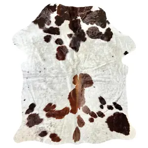 Large Tricolor Cowhide Rug J407---4.10x 6 ft