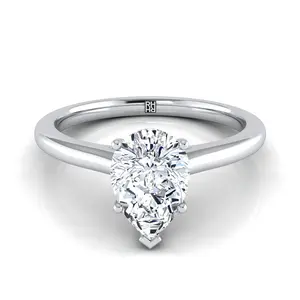 The Gladys Solitaire Engagement Ring Setting for Pear Diamonds in Platinum