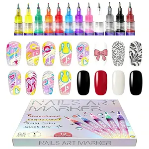 Holiday haul-New Year's gift!!!12 Color Nail Doodle Pen for DIY Nail Art Quick Drying Acrylic Painting and 3D Dot Embroidery mma acrylic nail - On Nails Quick Drying Dot Stitching Nail Art Pen for Home and Salon, Nail Care Cutics Manicure Polish Cosmetic
