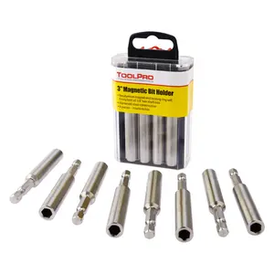 ToolPro 3 in Magnetic Bit Tip Holder Set - 8 Screwdriver Drill Bits, Interlocking Storage Box for Quick Dispensing, Professional Drywall & Construction Use