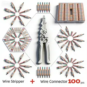 50-100Pcs High Quality Lever Wire Connectors Combo Kit with Wire Stripper Compact Quick Connect Terminals for Automotive Wiring Home Circuit Maintenance DIY Electrician
