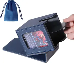 MTG Deck Box for Commander Display,Card Deck Box Fits 100 Double Sleeved Cards, Magic Commander TCG Card Storage Box(Blue/Grey)