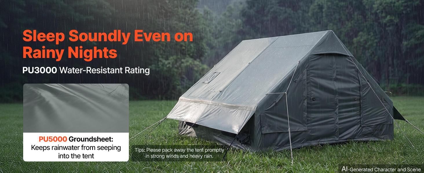 【BackToSchool】VEVOR Inflatable Tent for Camping 5-8 Person Blow Up Tent with Hand Pump, for Family Outdoor Glamping, Waterproof 420D Oxford, Easy Setup Air House with Skylight, Stove Jack, Mesh Windows & Carry Bag 【BackToSchool】VEVOR Inflatable Tent for Camping 5-8 Person Blow Up Tent with Hand Pump, for Family Outdoor Glamping, Waterproof 420D Oxford, Easy Setup Air House with Skylight, Stove Jack, Mesh Windows & Carry Bag