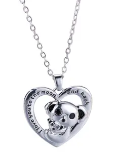 Panda Heart Pendant Necklace for Women & Girls Zirconia Inlay Cute Exquisite Design Versatile Necklace Daily Wear Jewelry Accessory for All Seasons