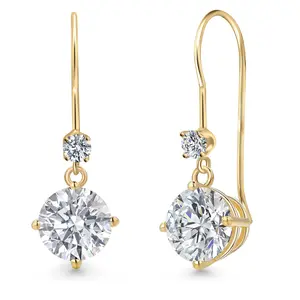 Gem Stone King 3.13 Cttw IGI Certified Lab Grown Diamond in 14K Yellow Gold Earrings for Women | Round Center Diamond 1.50 Ct | D-E Color | VS1-VS2 Clarity