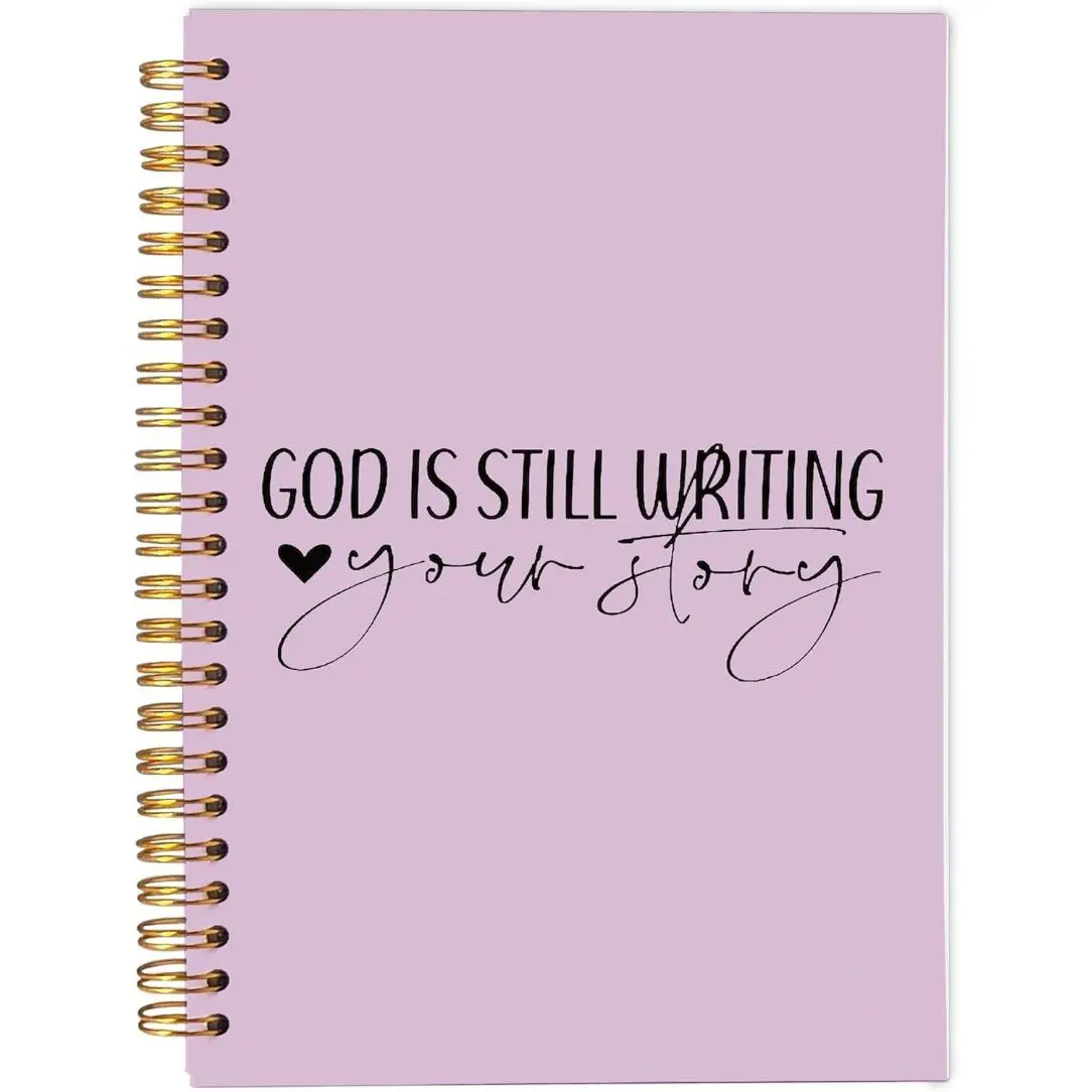 God Is Still Writing Your Story Spiral Notebook, 1 Count Christian Notebook, Bible Journal Notebook, Devotional Notebook, Purple Spiral Notebook with 50 Pages