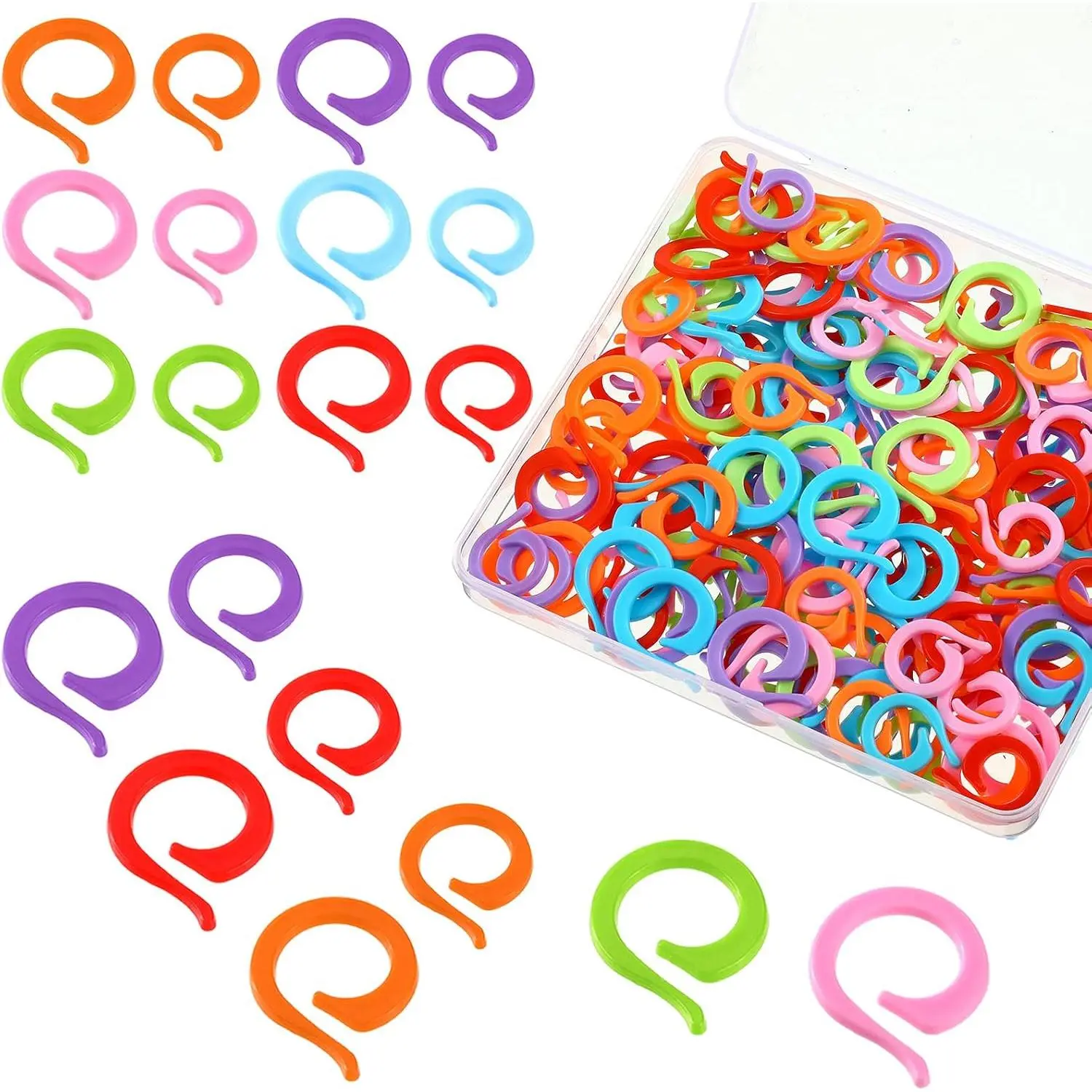 200 count  Markers for Crocheting Spiral Knitting  Markers Ring Bulk  Colors Small and Large Locking Ring for Knitting Sewing Stitching DIY Craft Project Supplies