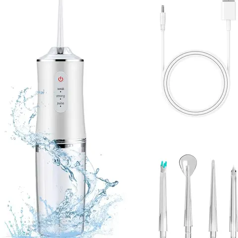 4-Pack Electric Water Flosser with Smart Chip, Portable Oral Irrigator with Detachable Water Tank, USB