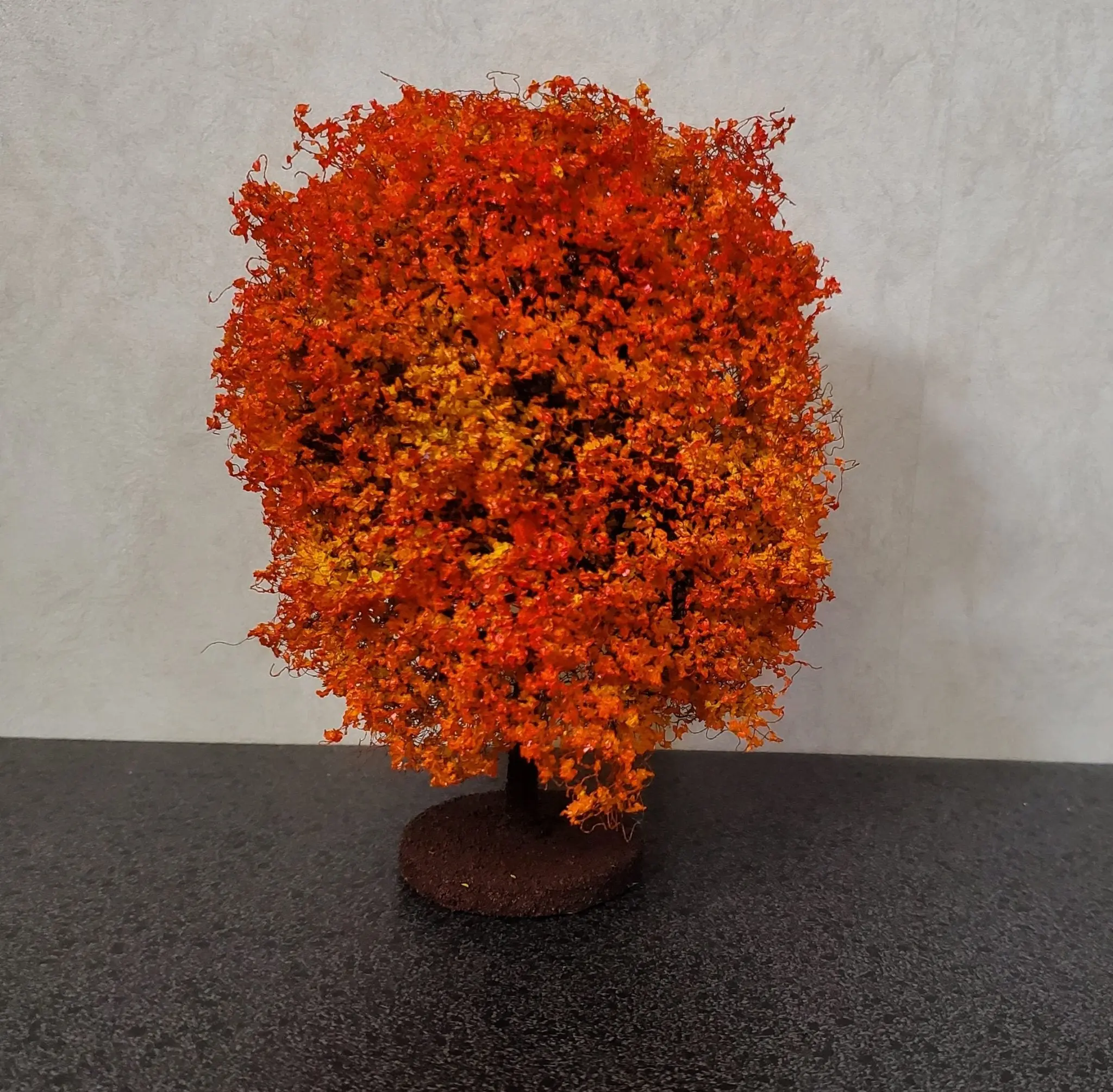 Miniature Orange Autumn Tree or Bush Large 6" Tall on Free Standing Base Model Scenery