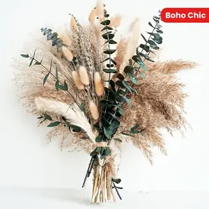 Boho Chic Dried Flower Bouquet - Pampas Grass, Lavender & Eucalyptus Combo for Home Decor | Perfect for Christmas, Valentine's, Mother's Day, Graduation, Father's Day