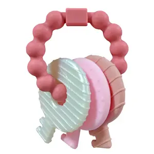 Baby Teething Keys Toys 3 to 12 Months,Infants Toddler Sensory Chew Toys,Teether Toys  Baby Girl-Soft & Raised Texture to Soothe Gums,BPA Free (Pink)
