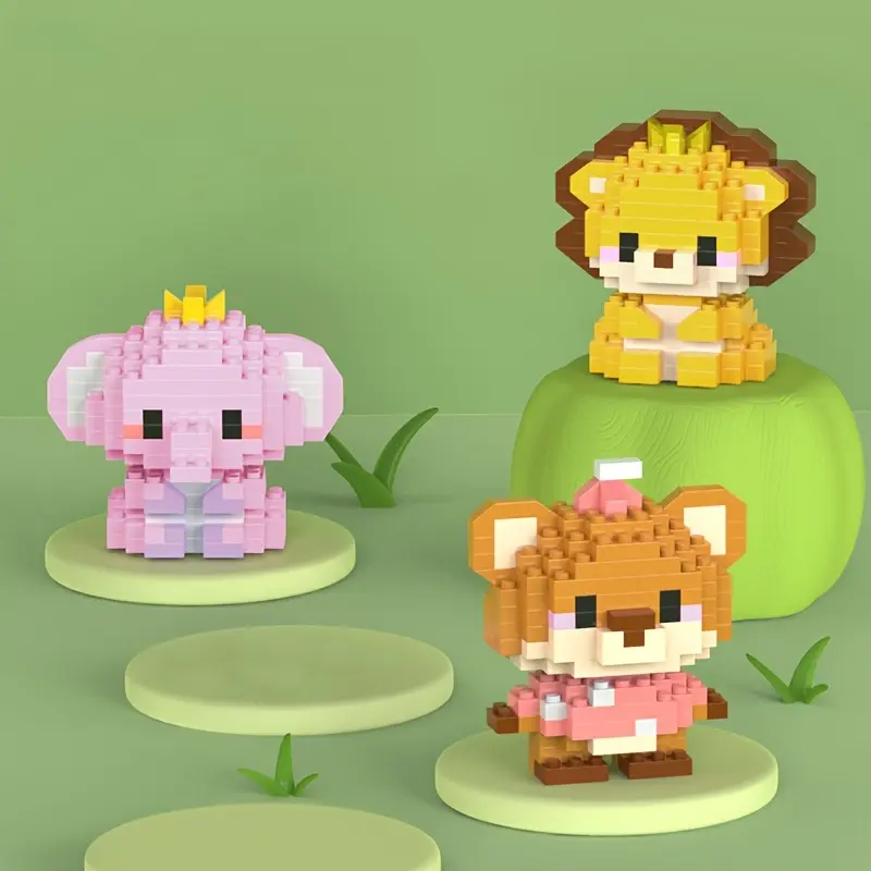 1 Pcs BPA-Free Cute Animal Mini BuildingBlocks -Adorable DIY Construction Brickswith Fluffy Details, Desk Decor Collectibles,Fidget Toy for Beginners, Valentine's Day FunGifts (Bricks and Minifigs)