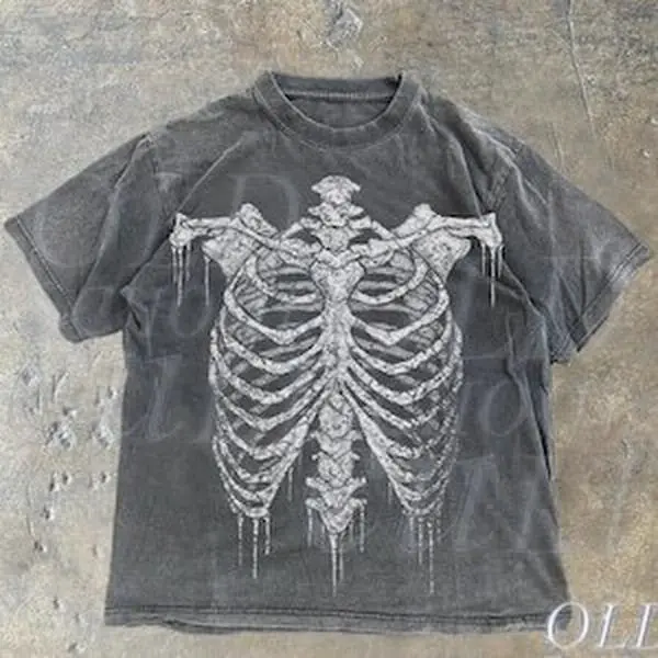 Skeleton Rib Vintage Graphic T-Shirt, Rib Cage Shirt, Retro Skeleton Gothic Tee, 90s Dark Art Horror Shirt, Grunge Shirt, Y2k Skull Tee