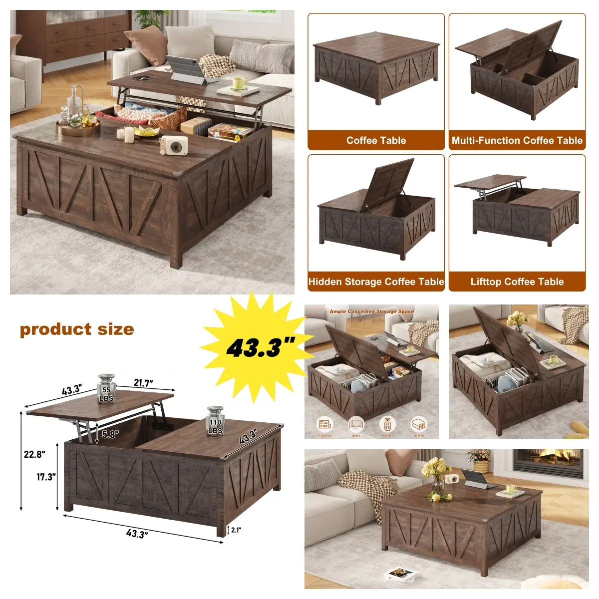 Brown-1093-43.3"- NO Charging Station