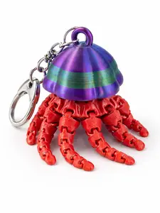 Jellyfish Keychain 3D Printed Fidget Clicker – Articulated Tentacles, Sensory Toy, Unique Gift, Backpack Charm