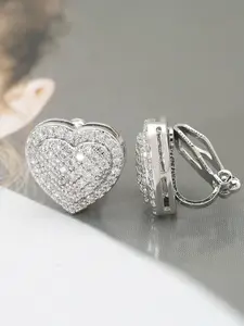 Elegant Heart-Embedded Full-Diamond Fashion Ear Cuffs, No Piercing Required, High-End Style, Perfect Gift for Women, Anniversary Jewelry