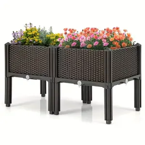 Elevated Planting Box with Legs, Durable Plastic Raised Planter, Outdoor Garden Bed, Ideal for Balcony & Small Spaces, Easy Assembly, Outdoor Planting Boxes
