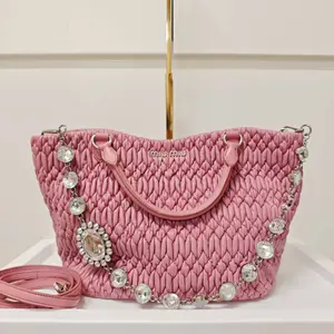 Pre-owned miumiu Nappa Crossbody Bags Matelasse Crystal 2Way Pink LNL0319