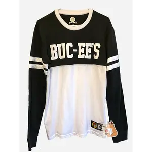 Buc-ee's Black And White Varsity Long Sleeve Shirt