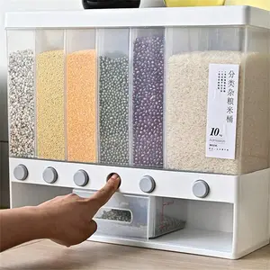 Wall-Mountable Multi-Compartment Food Storage Container - Moisture & Insect-Proof, Reusable Plastic Rice Dispenser With Flip-Top Lid For Kitchen Organization Food Storage Containers With Lids Food Storage Containers Utensils White storage organizer