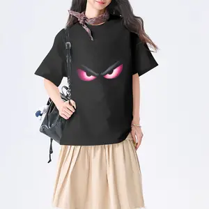 Casual cotton T-shirt with a dark-style cartoon eye graphic Halter Open Back Impact Sports Bra