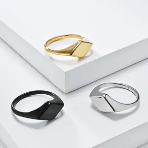 Polished Diamond-Cut Titanium Steel Ring - Minimalist Unisex Band - Geometric Index Finger Ring