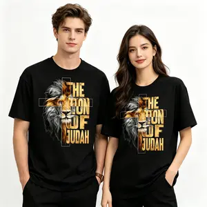 Lion of Judah funny graphic tee Men Summer Crew Neck Short Sleeve Christian Faith Bold Print 100% Cotton T-shirt Casual Sporty Versatile Outfit Gift men clothing sale tiktok shop deals Graphic Tee (Viral)