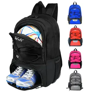 WOLT Youth Soccer Bag, Backpack & Bags for Basketball, Volleyball & Football, Includes Separate Cleat Shoe & Ball Compartment, Fits Youth & Adult SportsGift