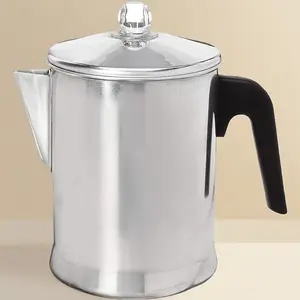 Classic Stovetop Coffee Percolator: 9-Cup Durable Aluminum, for Rich & Aromatic Brew, Retro Silver Design