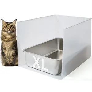 JIMEIQI Stainless Steel Litter Box XL with 15.8In High Side Pee Shield, 24"x16"x6" Extra Large Stainless Steel Cat Litter Box for Big Cats, Non Stick No Smell Metal Litter Box with Splash Guard