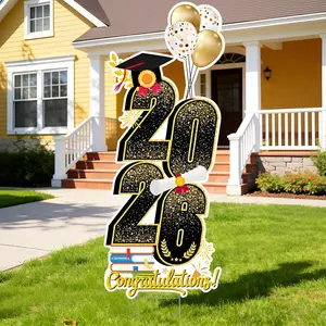 2026 Graduation Decorations Yard Sign, 3.5 FT Tall Class of 2026 Congrats Grad Yard Sign with Stakes for Outdoor Indoor Graduation Party Garden Lawn Decoration Supplies