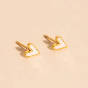 Mini Mother of Pearl Heart Stud Earrings