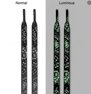 Glow Up Leopard Shoelaces – Fashion Leopard Pattern Luminous Ladder Laces, Black Floral Glow Casual Shoelaces for Women & Men, Shoe Accessories for Sneakers, Sports Shoes, Running Shoes & Footwear (Day/Night Dual Effect)