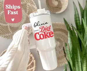 Personalized Diet Coke Tumbler, 40oz Stainless Steel Travel Mug, Gift for Friends
