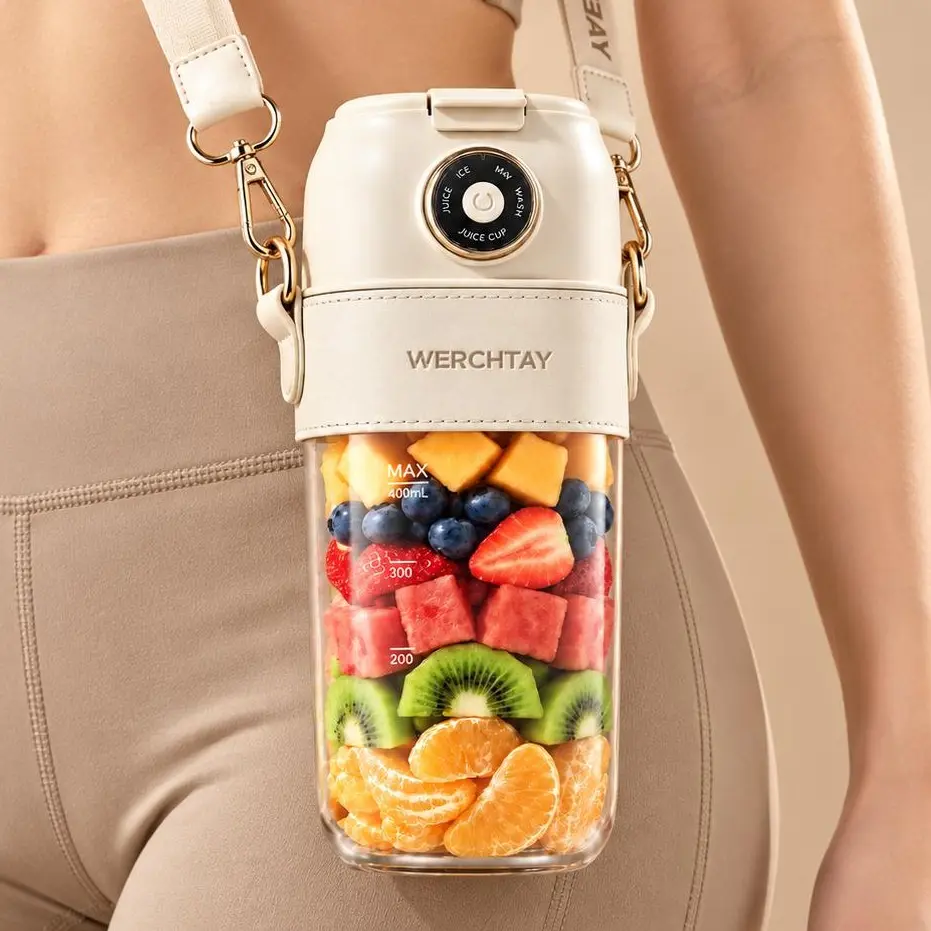 High-End Compact Hand-Held Smart High-Powered USB-Based Portable Blender - 500ml Glass+Plastic Leak-Proof BPA-Free Cup, 12 Blades, LED Display, USB Plug Rechargeable Battery, Self-Cleaning, Home&Office Use, Premium Gift Set, Hand-Held Blenders