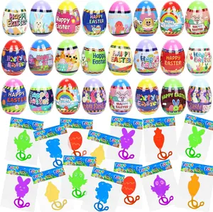 24pcs Prefilled Easter Eggs with Easter Sticky Hands Toy Inside for Kids Boys Girls – Easter Basket Stuffers, Egg Hunt, Party Favors, Easter & Happy Birthday Gifts