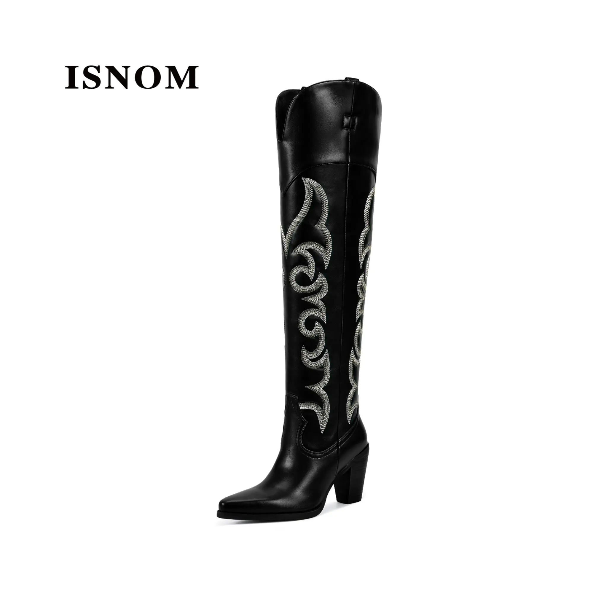 ISNOM Knee High Cowboy Cowgirl Boots for Women, Western Boots with Pull On Tab, Chunky Heel Design, Unique and Stylish #WeeklyDeals #DealsForYouDays #TikTokShopDealsforYouDays#Summerwins #outdoorfun