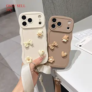 Fashionable 3D figurine lanyard phone case, equipped with a detachable lanyard, suitable for iPhone 17/17 Pro max/17Air/16/15/14/13/12/11 series, luxurious soft frosted protective case, phone lanyard crossbody bag, phone case with lanyard, Cover