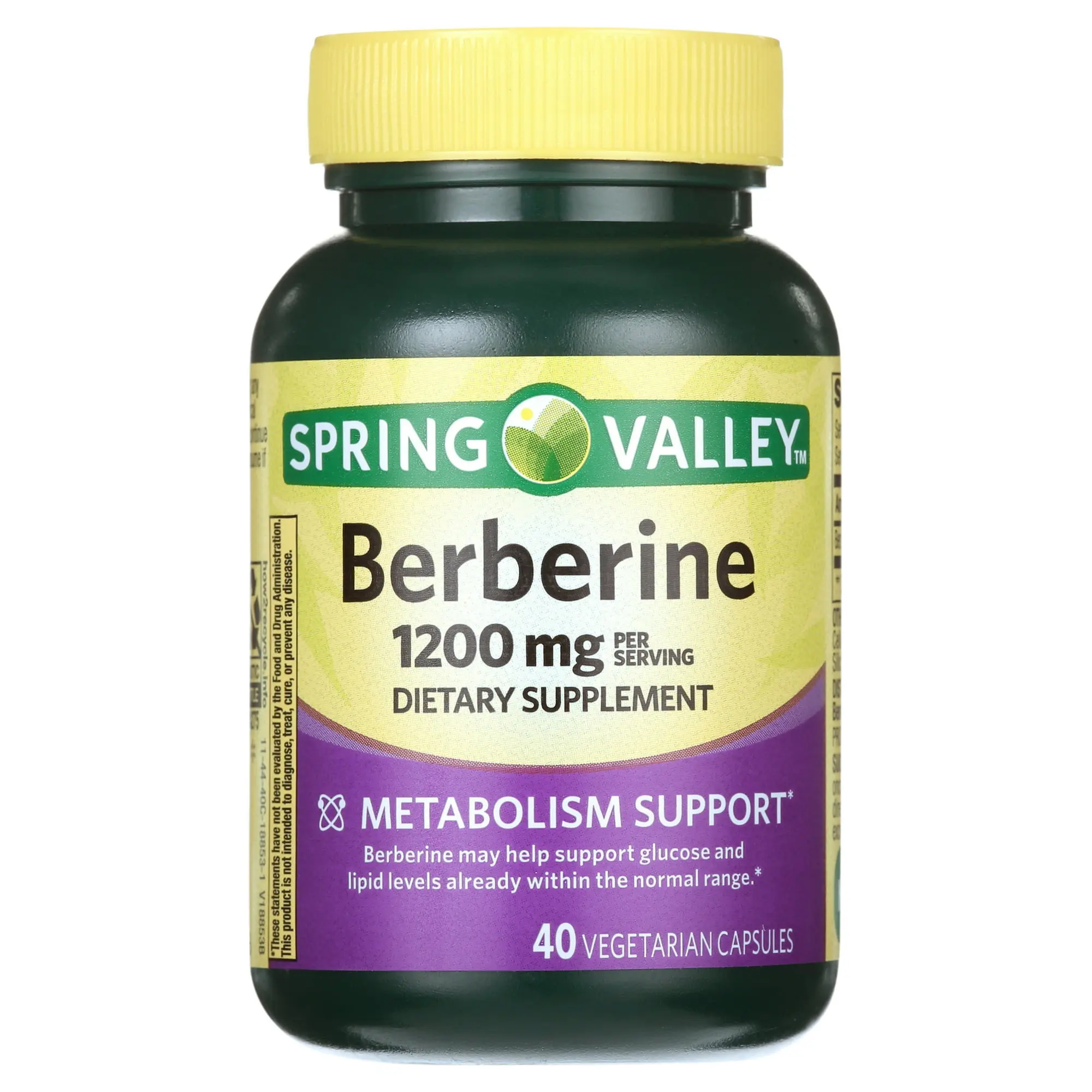 Spring Valley Berberine Metabolism Support Dietary Supplement 1200 mg 40 Count - Supports Digestion and Metabolism