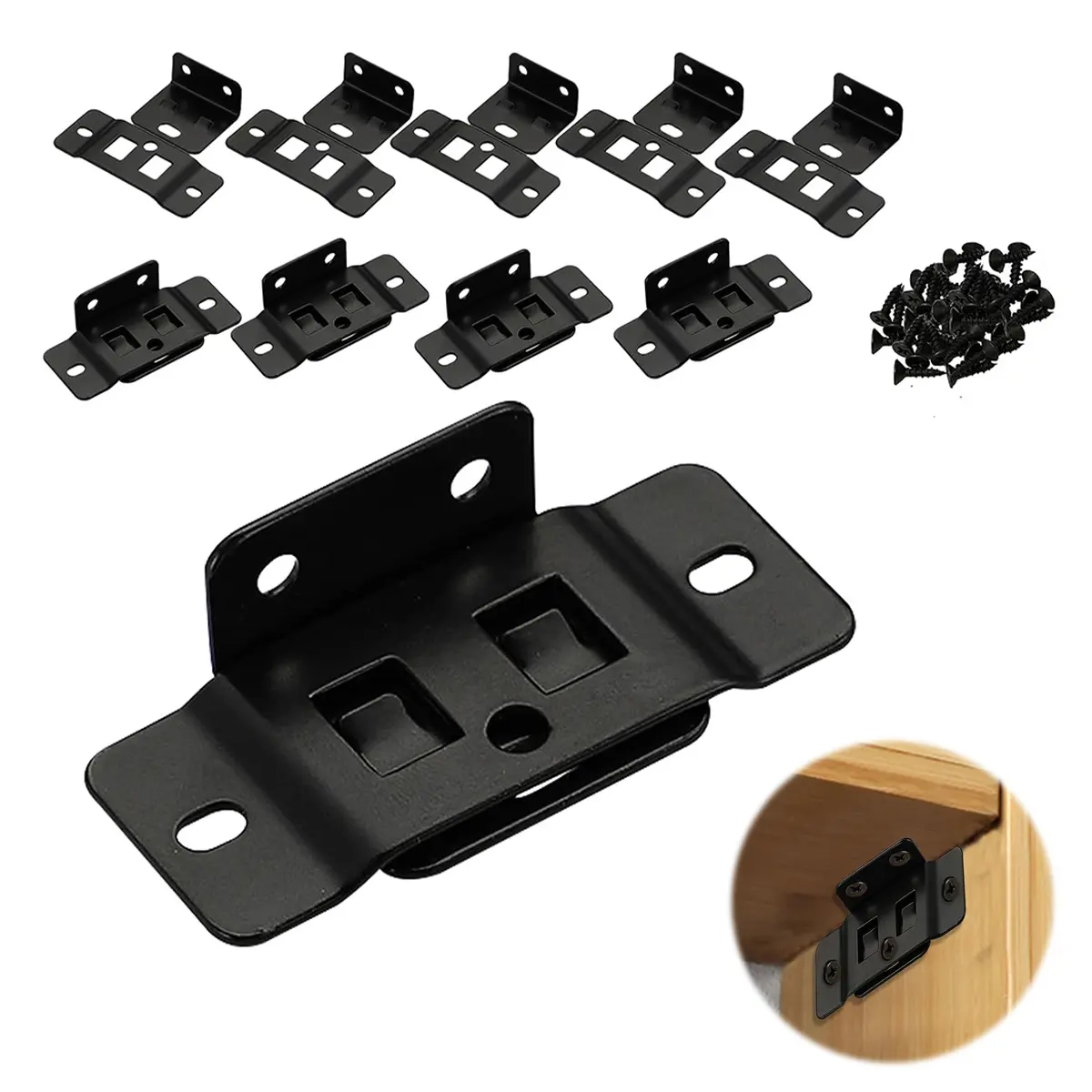 10 or 20 Pack Quick Fitting Furniture Joint Bracket Cabinet Connector Clips L Shape Right Angle Heavy Duty Metal Fastener Hidden Shelf Support for Wood Bookcase Cupboard Wardrobe Hardware