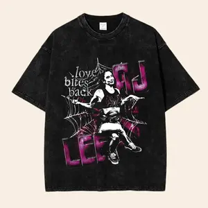 AJ Lee Love Bites Back Washed T-Shirt Retro WWE Womens Wrestling Tee Vintage Black Acid Wash Graphic Top Oversized Streetwear Unisex Fans Gift Size S-5XL
