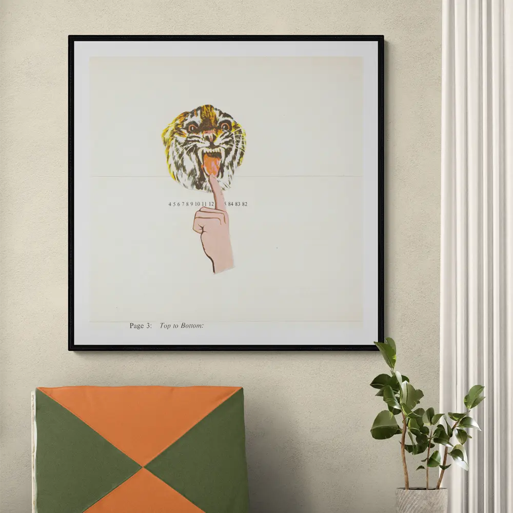 Paper Tiger Square Wall Art Print, Home Decor Accent for Living Room, Stylish Home Supplies Wall Decor