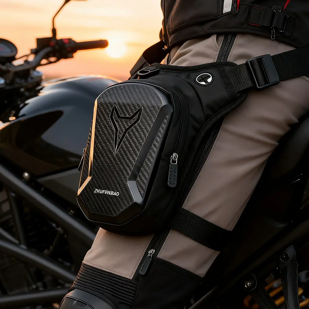 Waterproof Motorcycle Leg Bag, Adjustable Shoulder Strap & Double Zipper Compartment Outdoor Riding Waist Bag, Durable Fabric Bag for Off-road Bikes & Motorcycles, Motorcycle Accessories