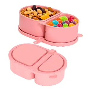 Silicone Snack Containers for Kids, Reusable Leak Proof Food Storage with Lids, Stackable Lunch Boxes for School & Travel, Leakproof Airtight Containers