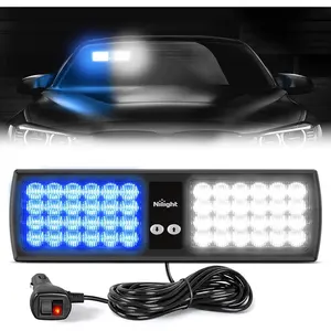 Nilight Blue White 48LED Visor Strobe Lights Interior Windshield Lights Super Bright LED Strobe Lights