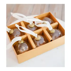 Set of 6 Etched Glass Ornaments with Giftbox by Lauren McBride