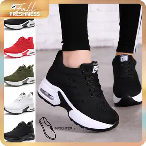 Sosenfer 2026 Women's Solid Color Chunky Sneakers Girl, Breathable Knit Lace Up Outdoor Shoes, Comfortable Low Top Sport Shoes tenis para mujer chunky trainers,1029 -2