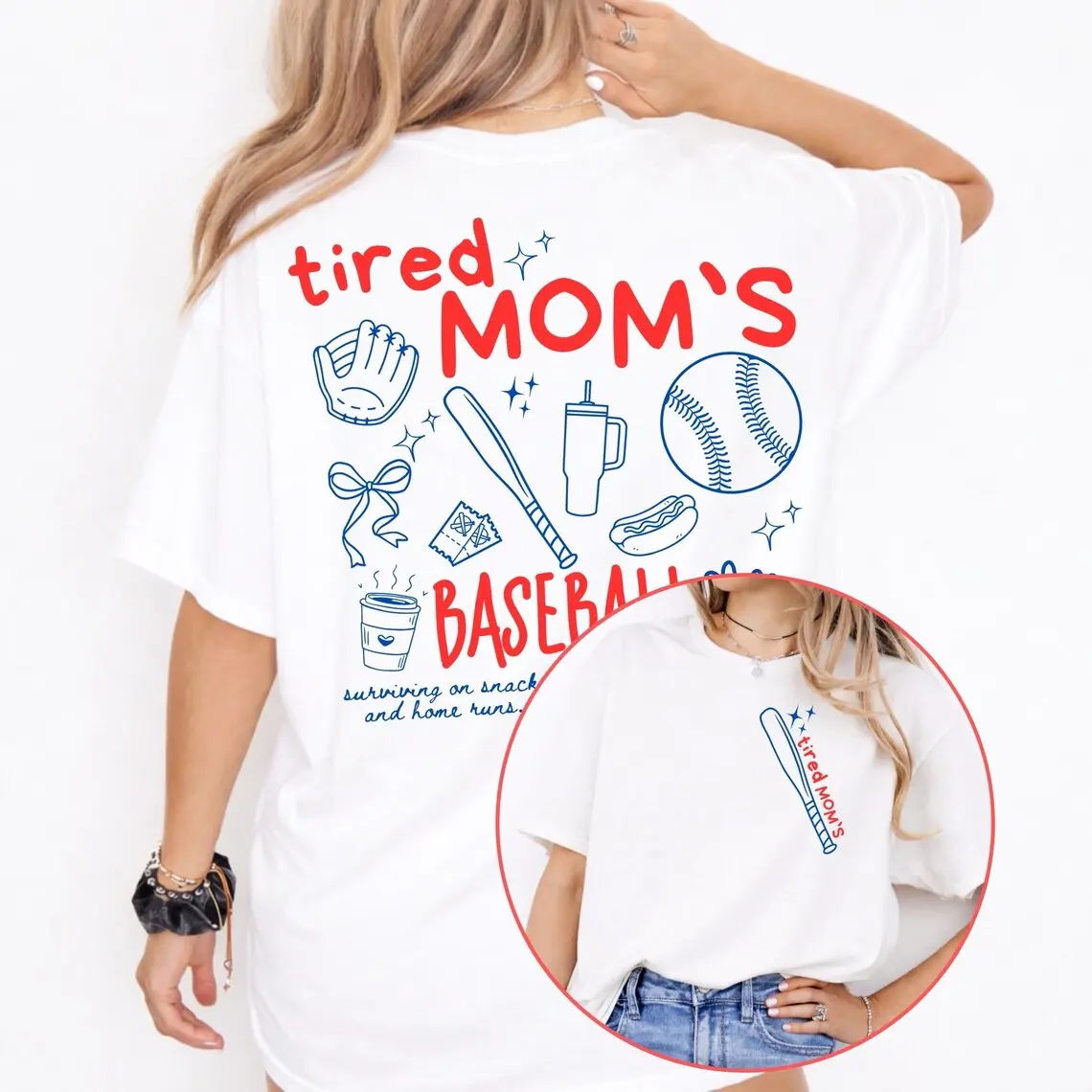 Tired Mom's Baseball Club Shirt |   Retro Baseball Game Day Shirt