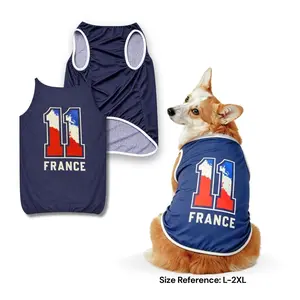 1pc Football Theme French Style Pet Jersey, Breathable Mesh Dog Vest, Cool Effect Comfortable Pet Clothing, All Seasons Universal Size