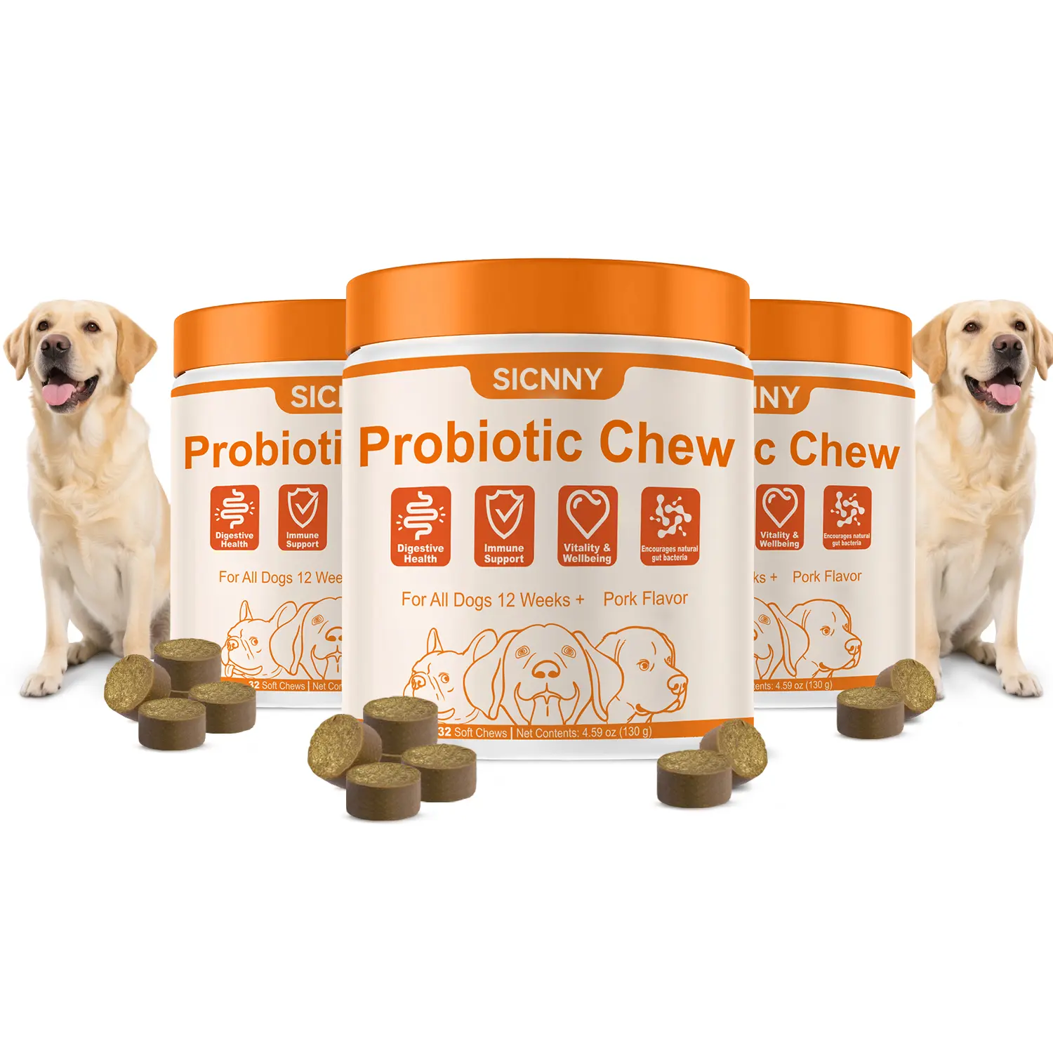 8-in-1 Multivitamin Soft Chews for Dogs – Probiotics, Gut & Immune Support Natural Pork Flavor 8-in-1 Multivitamin Soft Chews for Dogs – Probiotics, Gut & Immune Support Natural Pork Flavor